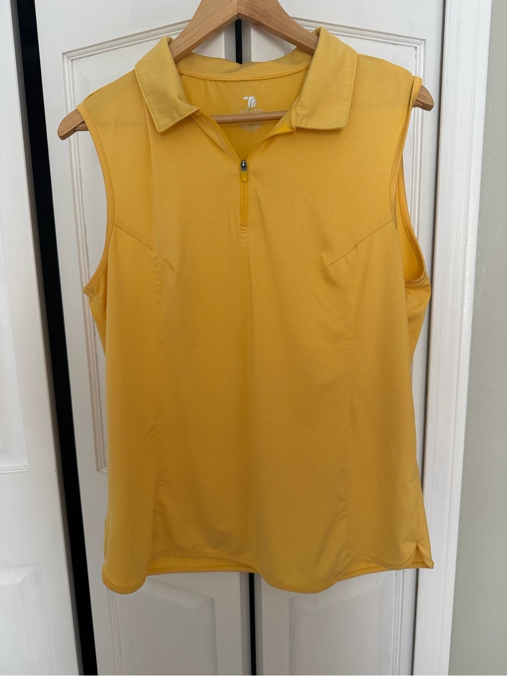 Sleeveless Polo Tank Top in Yellow with Zip